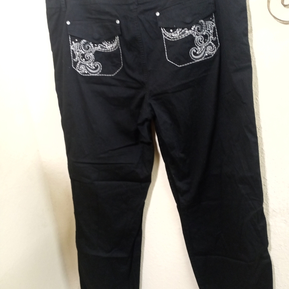 Style & Co. Black Trousers with Embroidered Detail - Picture 4 of 7